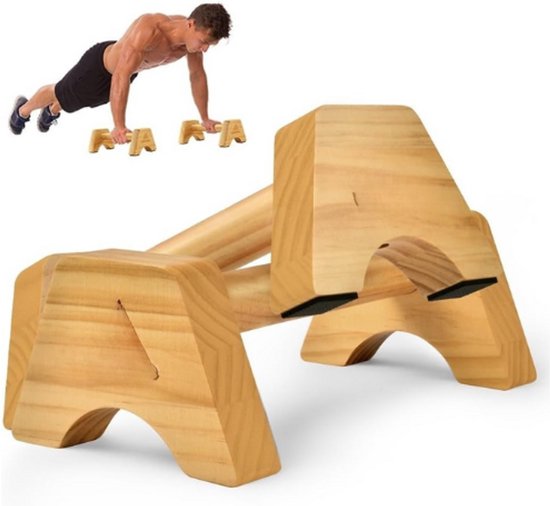 Gymstick Premium Parallettes - Push-up Bars - Bois/Noir - L