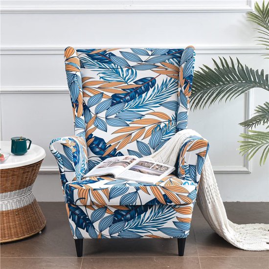 Highdi wingback-stoel hoezen 2-delige stretch vleugelstoel hoes, uitwasbare spandex-stof. Bankhoes. Meubelbeschermer voor fauteuil stoelen voor woonkamer, slaapkamer of hotel (bloem en blad Highdi wingback-stoel hoezen 2-delige stretch vleugelstoel hoes, uitwasbare spandex-stof. Bankhoes. Meubelbeschermer voor fauteuil stoelen voor woonkamer, slaapkamer of hotel (bloem en blad