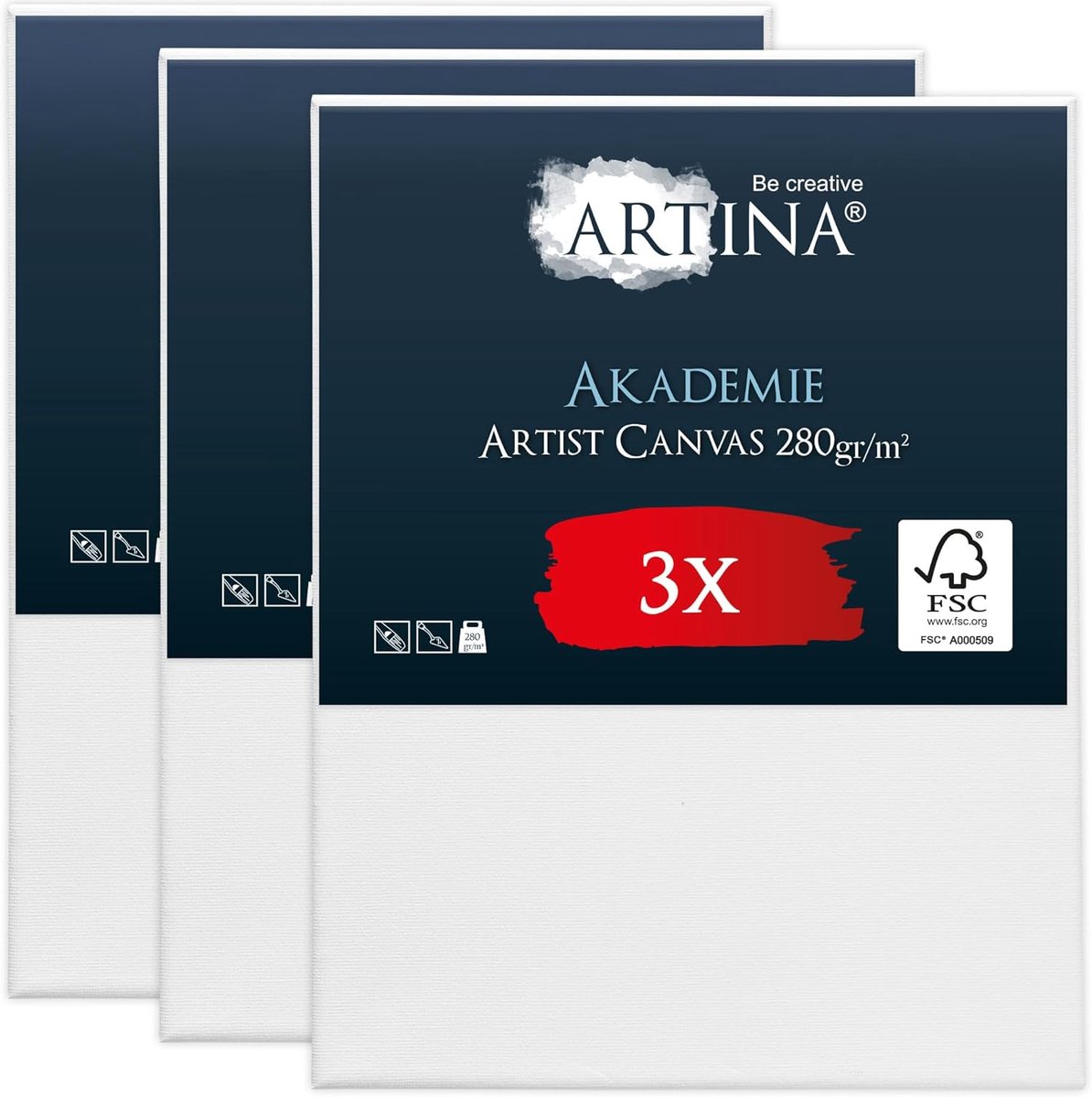 Set van 3 Canvas Schildersdoeken 40x50 cm - Zuurvrij & Vormvast Katoen met FSC® Certificering