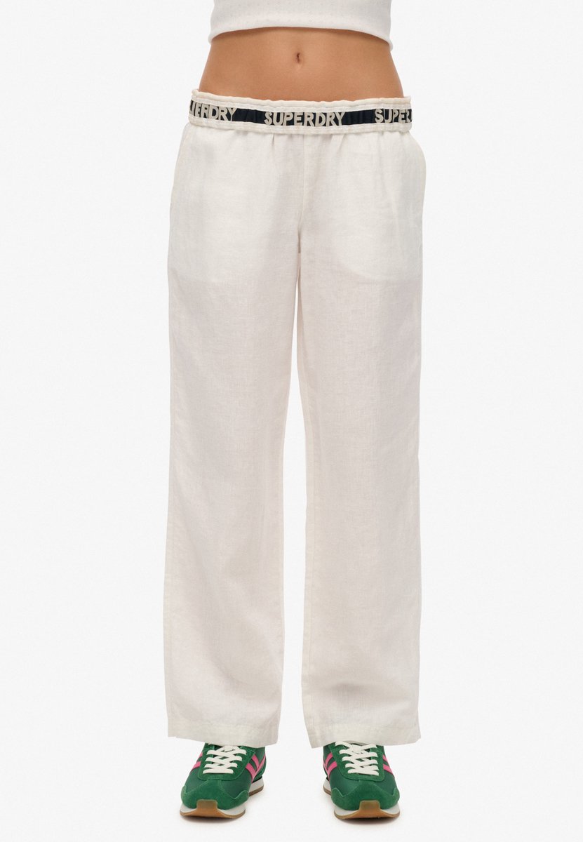 Superdry Linnen broek met trekkoord Dames Broeken Wit