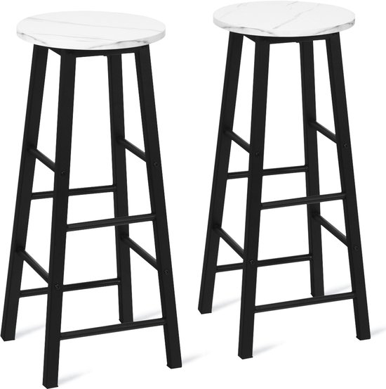SONGMICS Barkruk, 2-delige set barstoelen, met fluwelen bekleding, in
