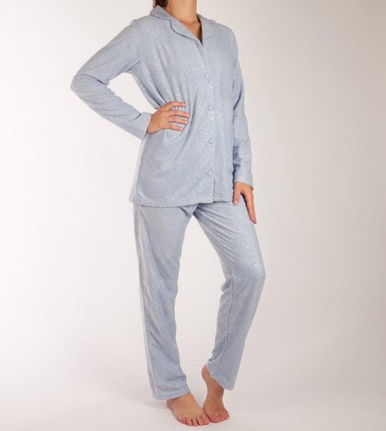 Eskimo dames pyjama fleece met doorknoopjasje kraag en lange broek in  lichtblauw XL | bol.com