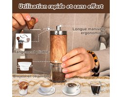 COZYVENT Handmatige koffiemolen voor kamperen, thuis, kantoor, buiten, reizen, handmatige koffiemolen, instelbare maalniveaus keramisch mes