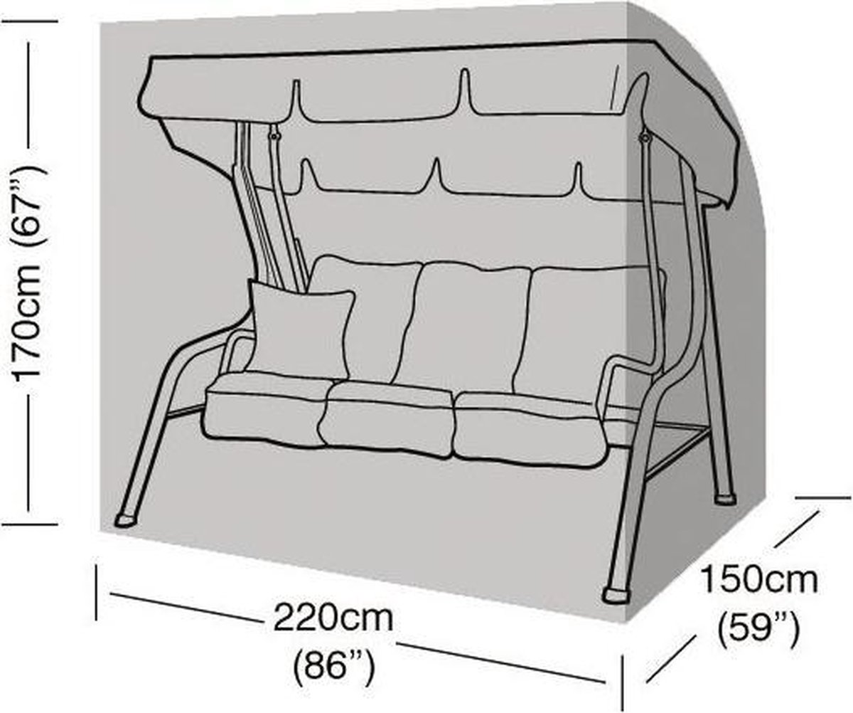 Hoes voor schommelbank driezit - 220 x 150 x 170 cm