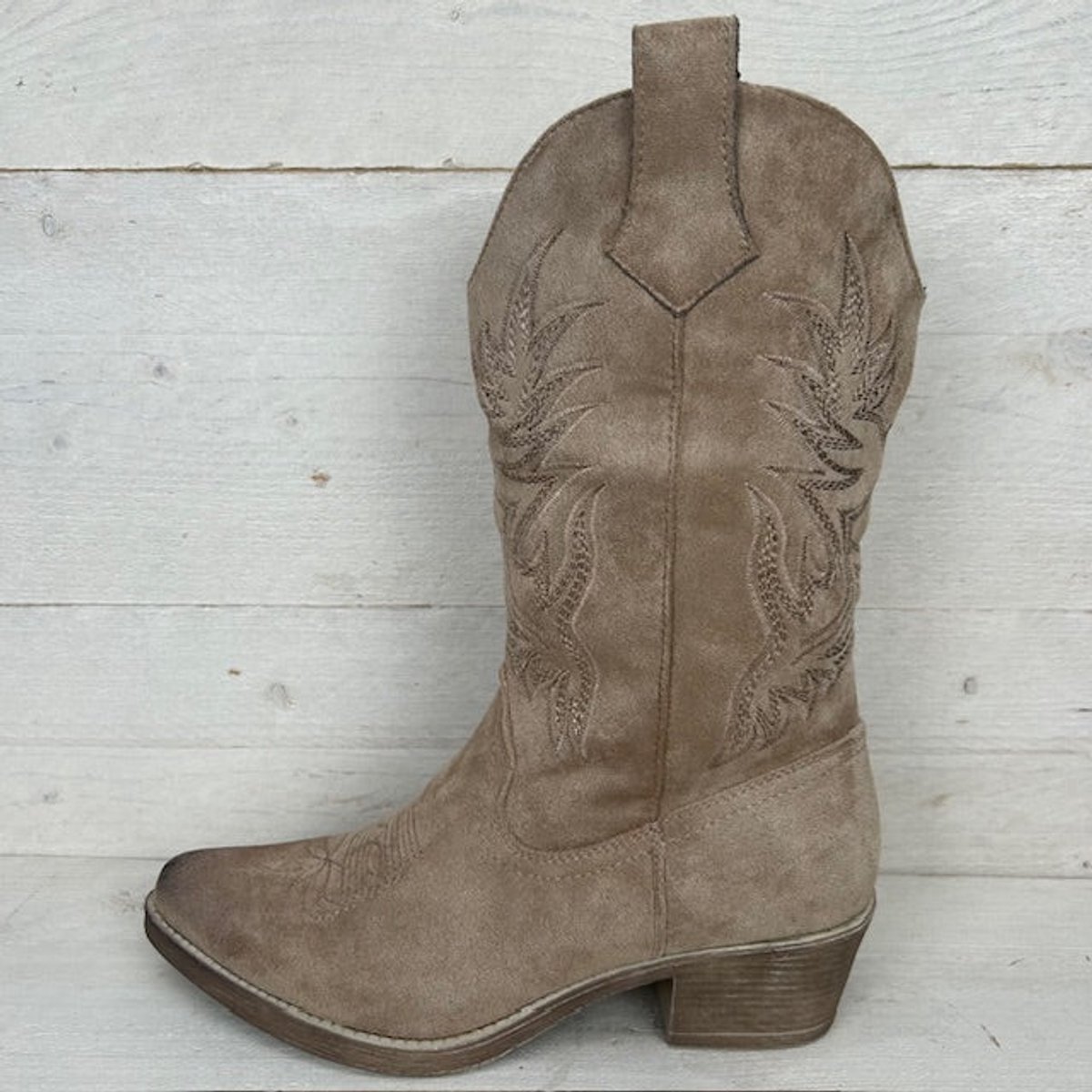 Suèdine cowboylaars met stiksel khaki Khaki / 39
