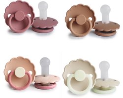 FRIGG DAISY Set de sucettes 4 pièces - Siliconen - Taille 2 - à partir de 6 mois - Lily Pad - Cotton Candy - Dusty Rose - Blush Night