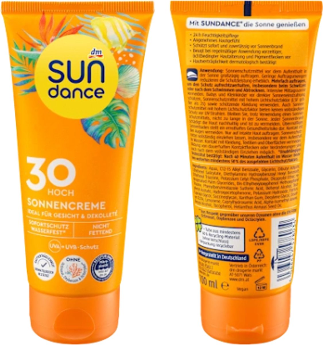 Zonnecrème SPF 30 - SUNDANCE | 100 ml - Factor 30 | Ideaal voor Gezicht en Decolleté - Niet Vet
