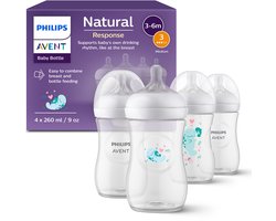 Philips Avent Natural Response 4 babyflessen – 260 ml – flow 3- zeehond – SCY903/61