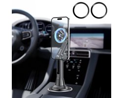 Xssive Telefoonhouders Auto Magnetisch - Geschikt voor MagSafe Autohouder - Universele Magnetische Telefoonhouder Bekerhouder Klem - Verstelbare Arm - 360 Graden Draaibaar - GSM Houder Auto Magneet - Inclusief Magneetstickers