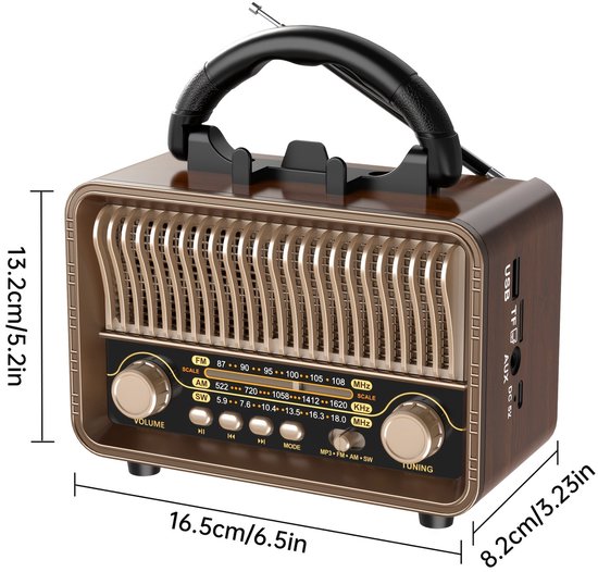 HIOD Draagbare Houten Retro Radio Draadloze Bluetooth HIFI Speaker Stereo AM FM Radio Ontvanger Speler USB TF-kaart AUX MP3 Klassieke Stijl,Rood HIOD Draagbare Houten Retro Radio Draadloze Bluetooth HIFI Speaker Stereo AM FM Radio Ontvanger Speler USB TF-kaart AUX MP3 Klassieke Stijl,Rood