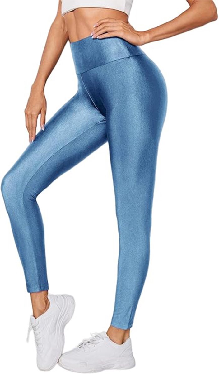 Hoge Taille Legging Blauw - Sportlegging - Fitness - Yoga - Stretch van Merkloos — afbeelding 2