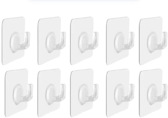 Lot de 10 crochets autocollants transparents pour porte et mur - Rack robuste Cuisine, salle de bain, porte-serviettes , Rack -clés