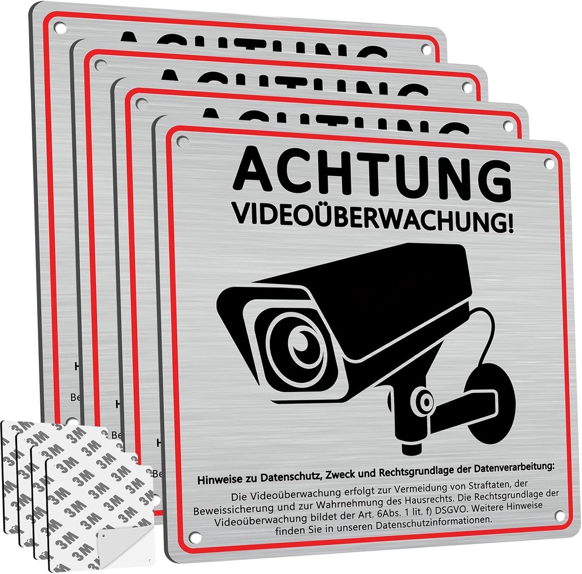 Videobewakingsbord 4 Stuks - Professionele Kwaliteit 15x15cm - Camerabewaking Sticker