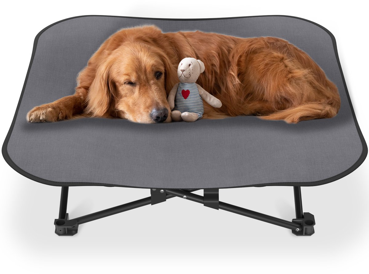 NAIZY Hondenbed Verhoogd Kattenbed 87x87x33 cm, M Maat Opvouwbaar Hondenbed Ademend Polyester Huisdierbed Verwijderbaar Wasbaar Huisdierbed, voor Binnen-Buiten