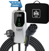 Mobiele Thuislader Type 2 | 4 meter | 16A 3,7kW | IP65 Waterdicht - Thuislader vanaf EU-stopcontact - Uitgesteld laden functie / Timer functie + Draagtas