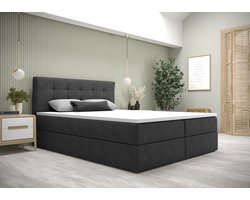Opberg Boxspring Fenne - 180x200 cm - Antraciet - Inclusief Topper - Bed met Opbergruimte - Bonellvering tot 100 kg