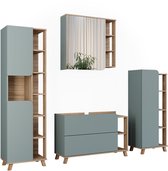 Vicco Badkamermeubelset Karen, Sonoma/Blauw, 4-delig