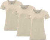 Senvi Dames t-shirt ronde hals 3-pack - Natural- Maat XL
