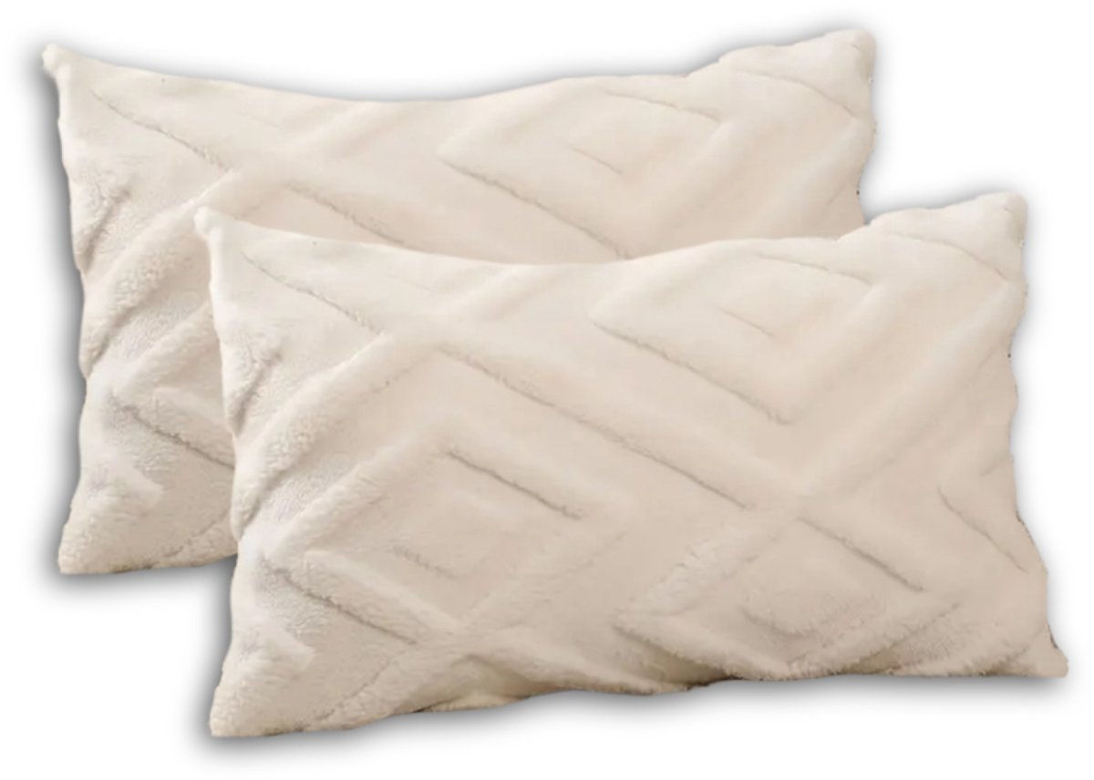 Set van 2 Sierkussens 30x50 cm | Wit | Inclusief binnenkussens | Langwerpige, Luxe & Zachte kussens voor Bank & Woonkamer
