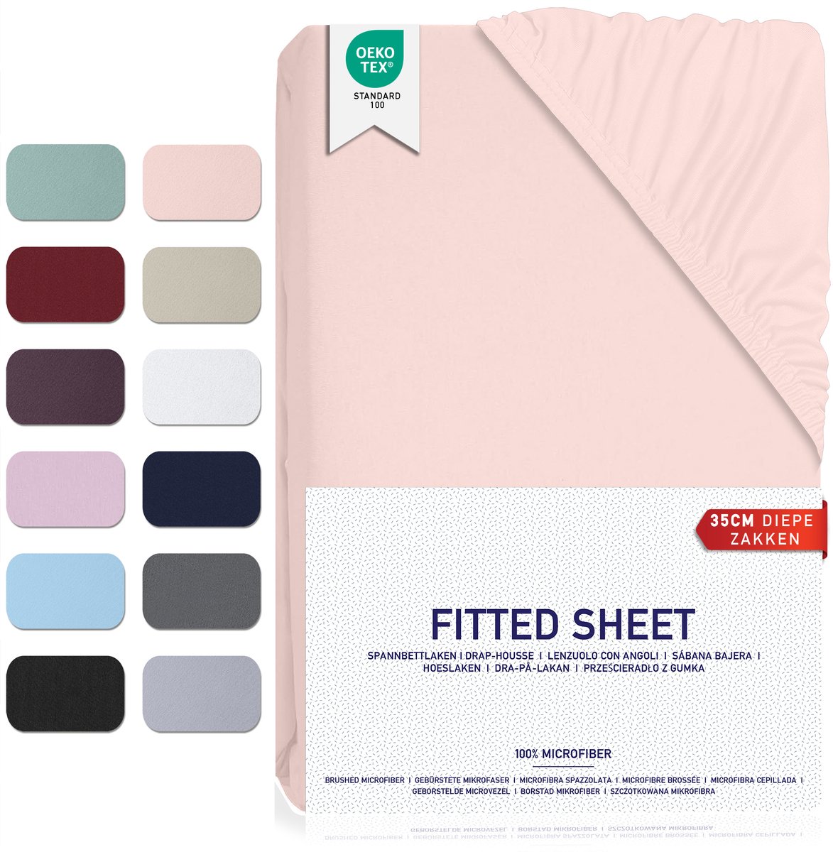 BARBONS hoeslaken 90x200 - 35 cm Matrashoogte - Rondom Elastiek - Geborsteld Microvezel