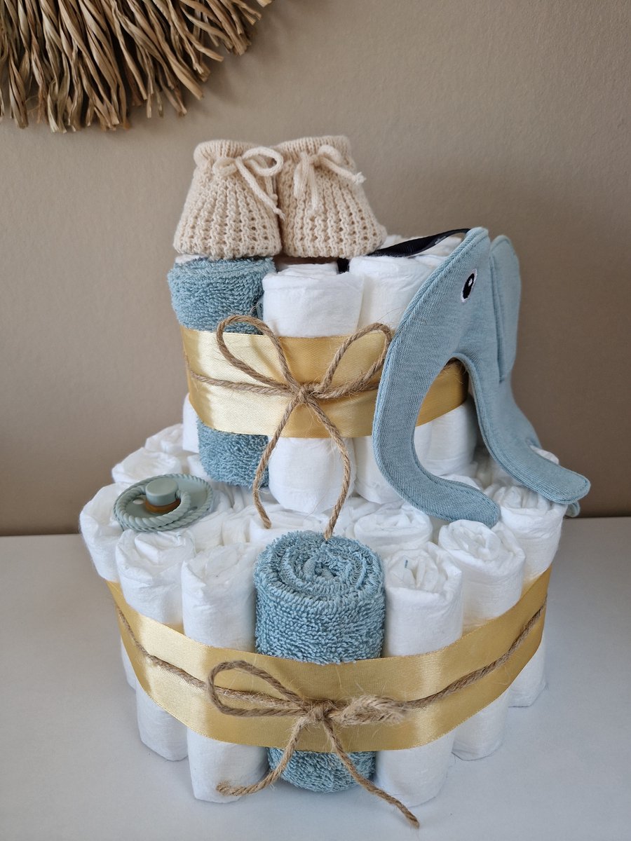 Luiertaart Sage Neutraal Funnies- Frigg - Babyshower - Kraamcadeau