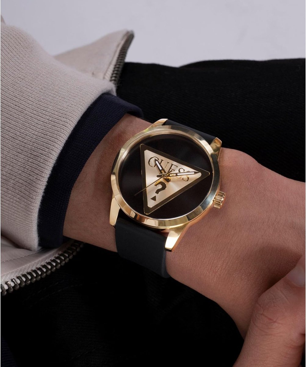 Guess Badge GW0781G4 Horloge - Siliconen - Zwart - Ø 44 mm