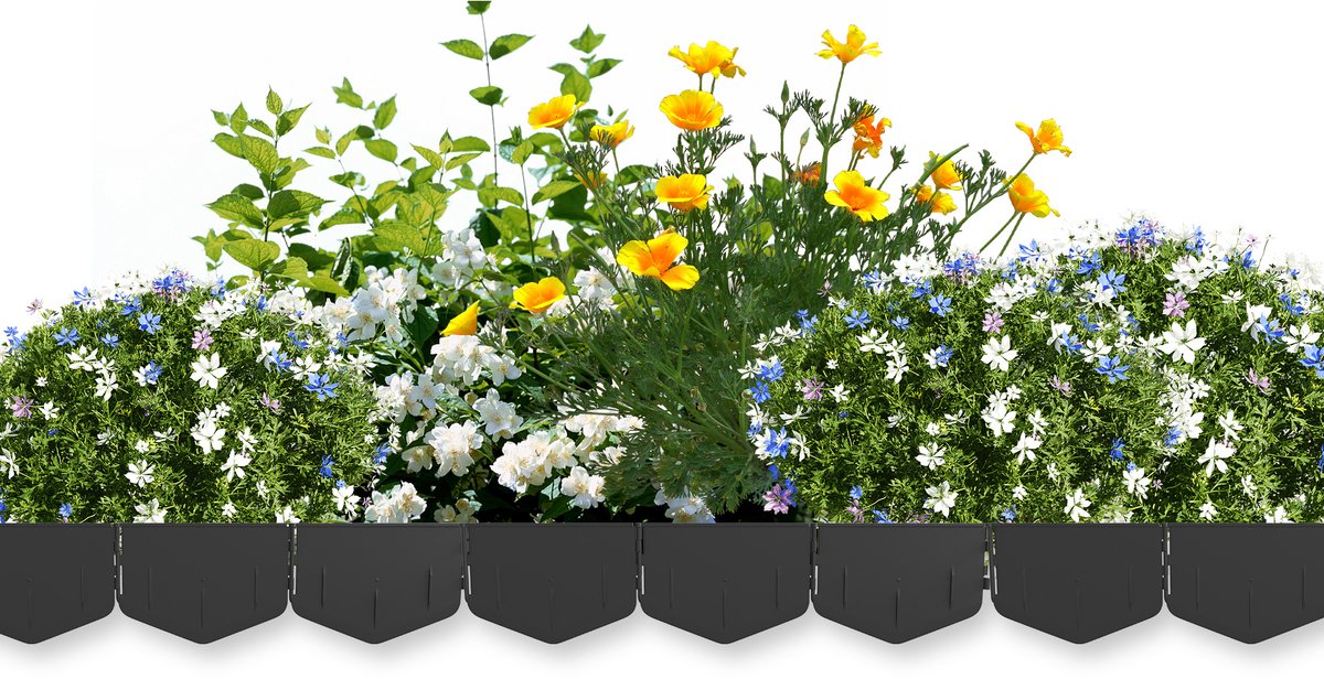 Aufun onzichtbare gazonrand – kunststof – hoogte 14 cm – 4 meter (20 stuks) – zwart – eenvoudig te installeren