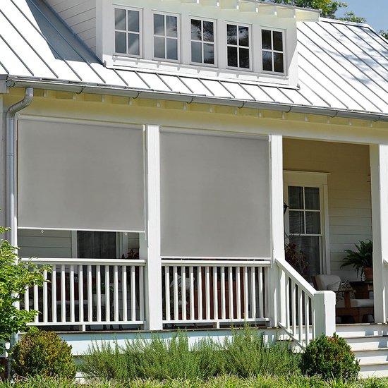 Store enrouleur d'extérieur Aufun, store vertical, rideau de balcon, brise-vue, Protection solaire, rideau occultant, Protection UV, protection contre le vent (180 x 240 cm, Grijs)