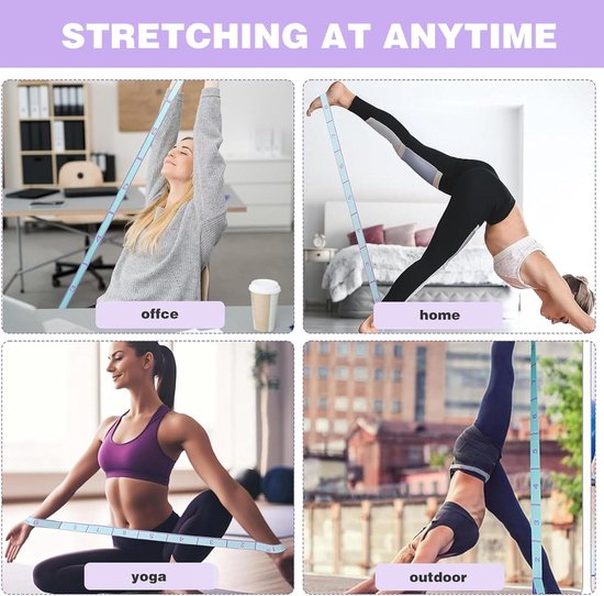 Yoga Stretch Bands with 8 Loops - Pack of 2, Flexible and Highly Elastic Straps for Physiotherapy, Dance, Pilates, and Gymnastics Exercises van Merkloos — afbeelding 5