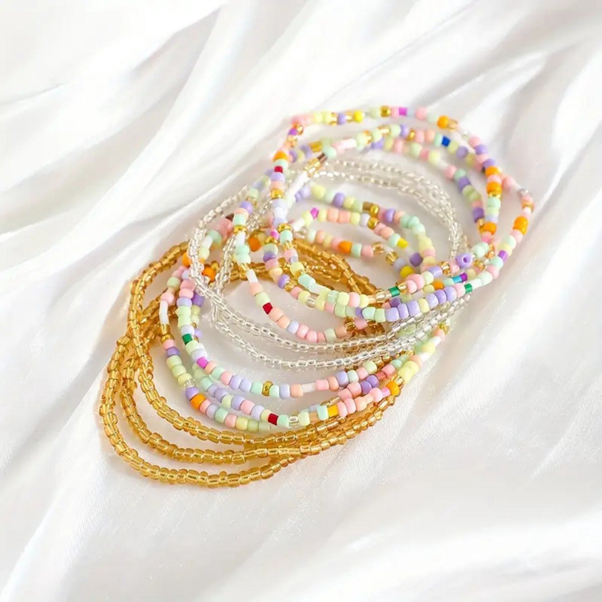 Nivard Armband - Staal - Nep Zilver - Dames - 11 St- Gemengde Kleuren