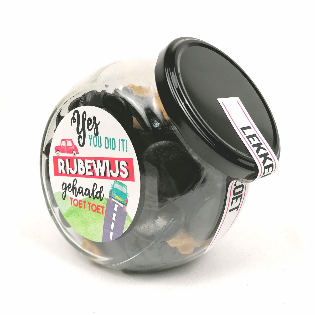 Rijbewijs cadeau - Rijbewijs gehaald - Snoeppot "Yes you did it Rijbewijs gehaald" - dropmix - snoepcadeau