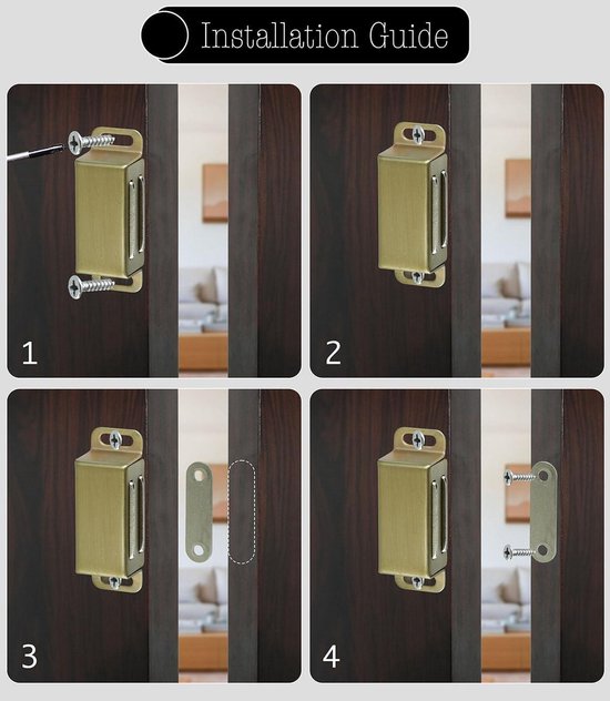 Magneetsluitingen met nagels, magneten voor kastdeuren, magneetvergrendeling kast, magneet kastdeuren, magneet deursluiter, magneet voor kastdeuren, sterke kastmagneten, deurmagneet, balkondeur