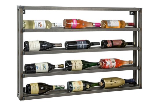Wijnrek metaal muur wand montage 15 flessen Robuust Industrieel modern  stalen wijn rek | bol.com