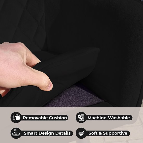 Chaises de salle à manger Lina® Noble - Zwart - Set de 4 - Velours