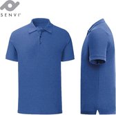 Senvi - Fit Polo - Getailleerd - Maat L - Kleur Royal Blauw Melee - (Zacht aanvoelend)