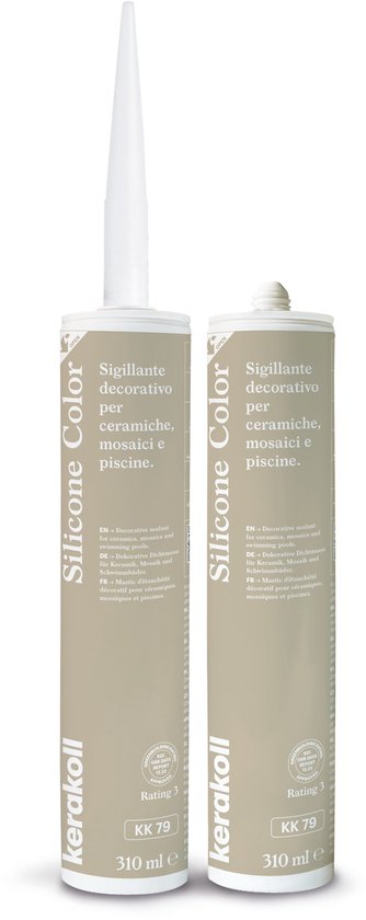 Kerakoll Silicone Color decoratieve kit voor keramiek, mozaïek en zwembaden. Kleur 79 Grijs Bruin. Inhoud 310 ml.