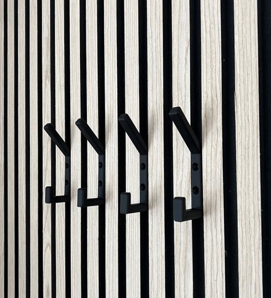 Vleugel® Dubbele kapstokhaak voor akoestisch wandpaneel - 13 mm -Akupanel - akoestische panelen - Akoestisch paneel - Lattenwand - Akoestische wand - kapstok - Schroefmontage - 1 stuk - Kunststof-Carbon