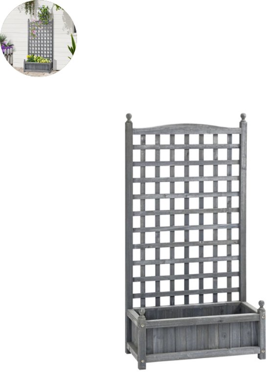 Plantenbak met klimrek 150x40x36 (176) cm - antraciet - AMIS Houtproducten
