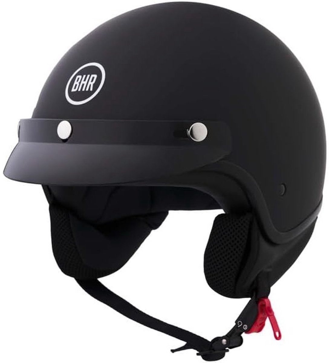 BHR 839 - Retro Jethelm - Mat Zwart - Maat S - Geschikt voor Brommer, Scooter en Motor - ECE 22.06 Keuring - Scooterhelm