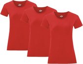 Senvi Dames t-shirt ronde hals 3-pack - Rood - Maat XS