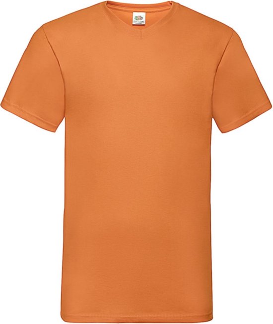 5 Pack Oranje Shirts Fruit of the Loom V-hals Maat XL