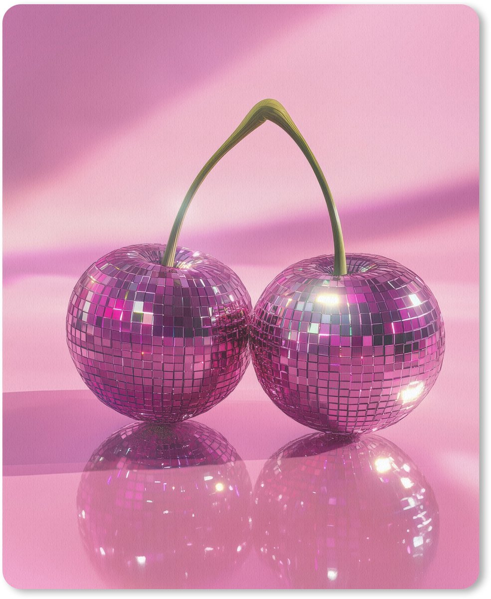 Muismat 19x23 cm - Mousepad Glitter - Discobol - Roze - Kersen - Muismatten