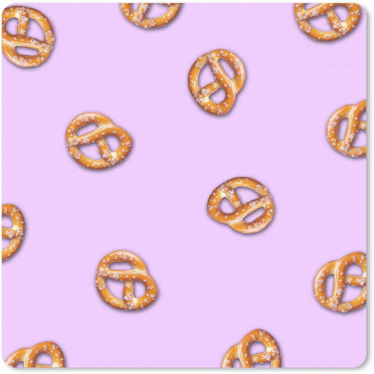 Muismat 20x20 cm - Mousepad Pretzels - Eten - Paars - Muismatten