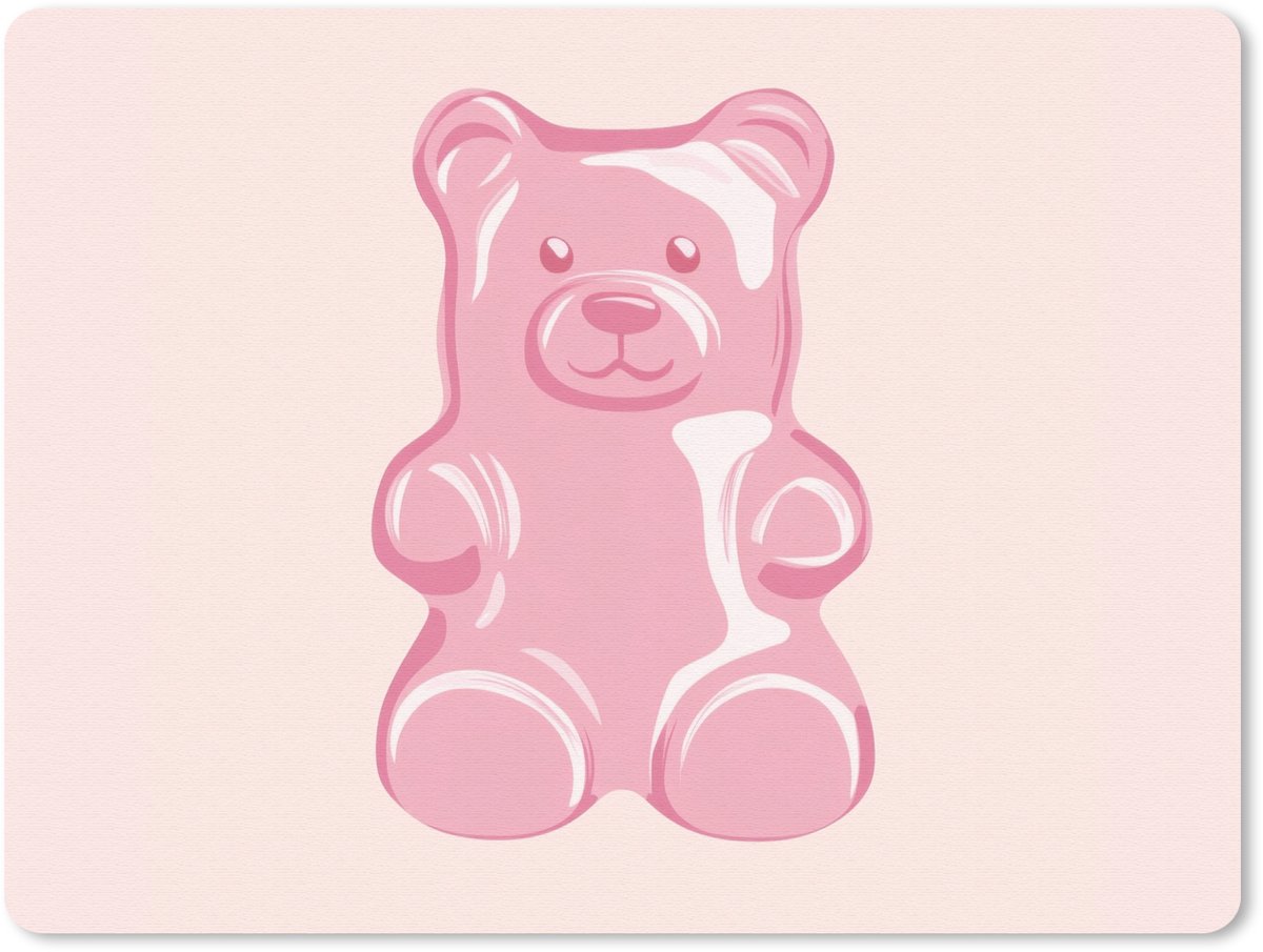 Muismat 23x19 cm - Mousepad Beer - Roze - Snoep - Muismatten