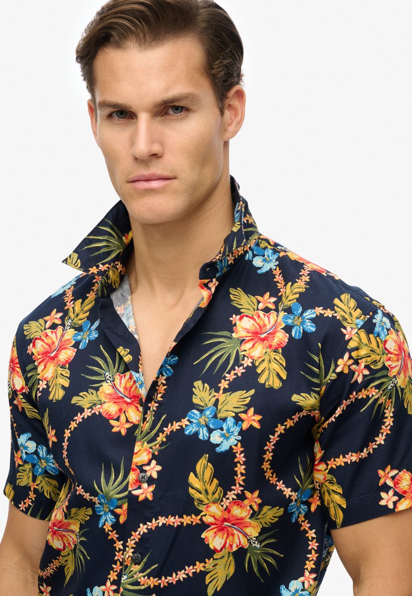 Superdry Hawaïaans overhemd met print Heren Shirts Marineblauw