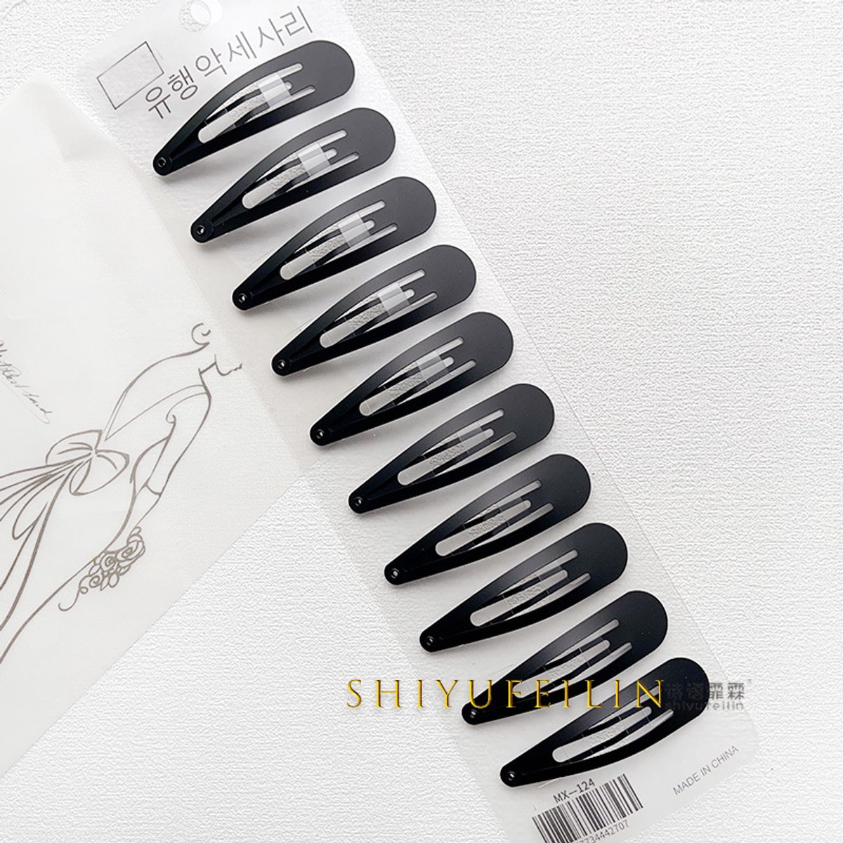 Haarspeldjes ( Waterdruppel XL ) set - 10 stuks - Zwart - 6cm*1.6cm - snap haarklemmen - kinderhaarklemmen - meisjes - dames