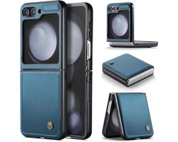 Zandarix Geschikt voor Samsung Galaxy Z Flip 5 5G - Lederen Flip Wallet - Kaartenvakken - Standfunctie - Magneet - Book Case Hoesje - Blauw