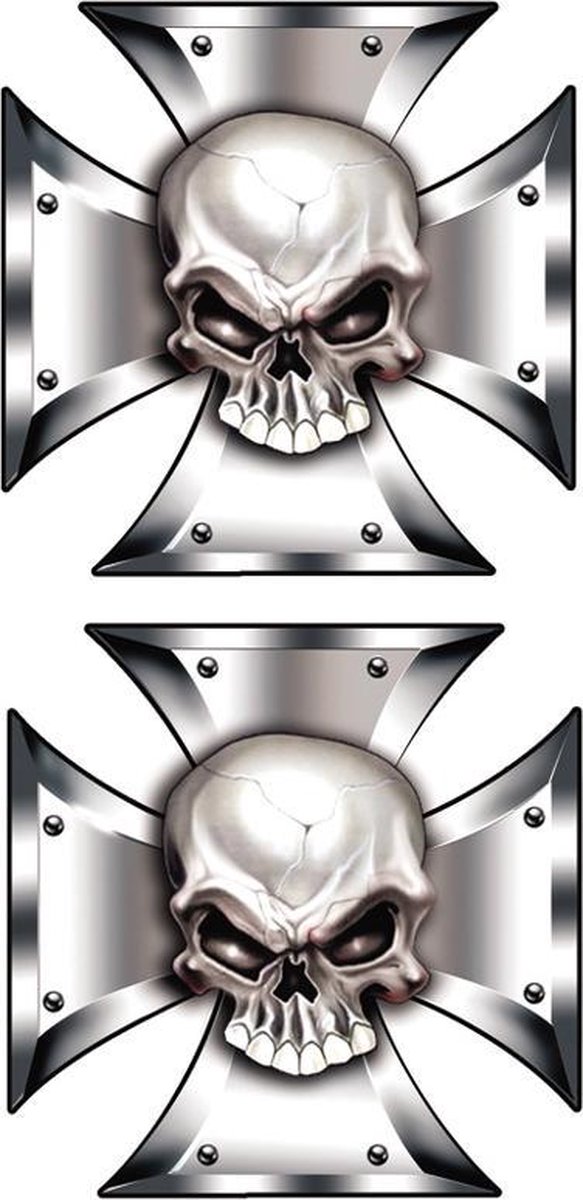 Avisa Aufklebersatz Skull in IronCross - 2x 8x8cm