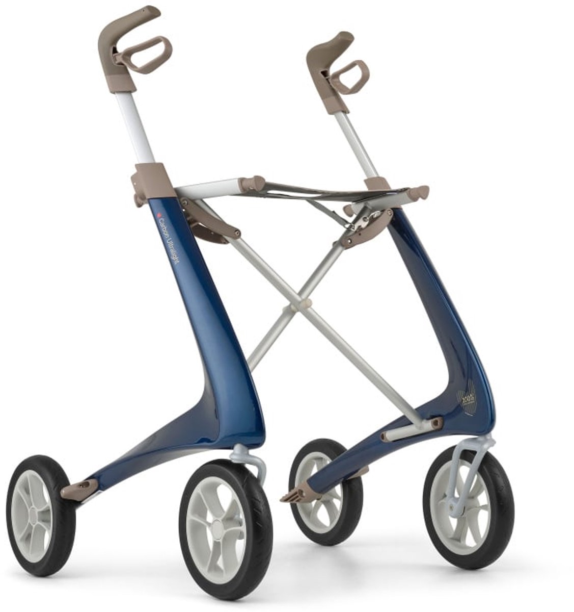 Rollator Acre Carbon Ultralight M, Royal Blue met kleine organizer bag