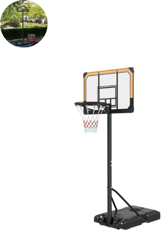 Basketbalring met Standaard Zwart 179-209cm met Wielen